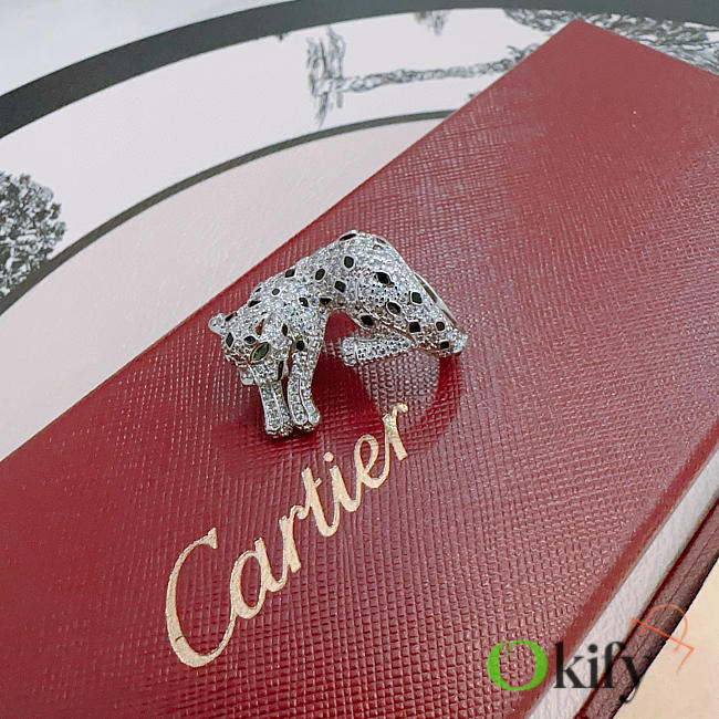 Okify Cartier V Silver Leopard Ring  - 1
