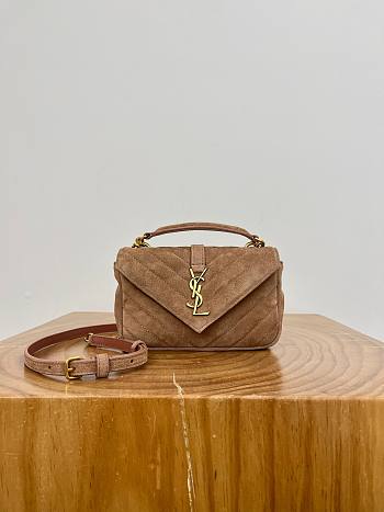 Okify YSL Mini College Bag In Light Pink Suede 20x13x3cm