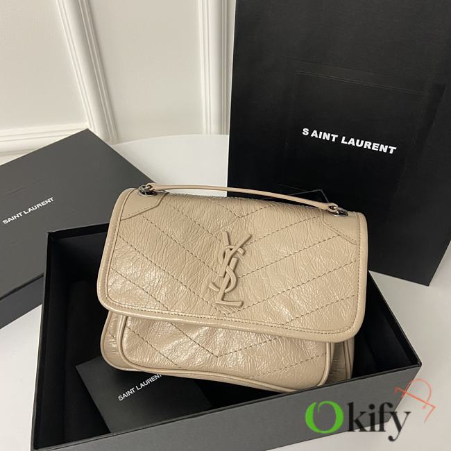 Okify YSL Niki Baby Bag In Beige Vintage Leather 22x16.5x12cm    - 1