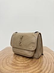 Okify YSL Niki Baby Bag In Light Brown Vintage Leather 22x16.5x12cm    - 5