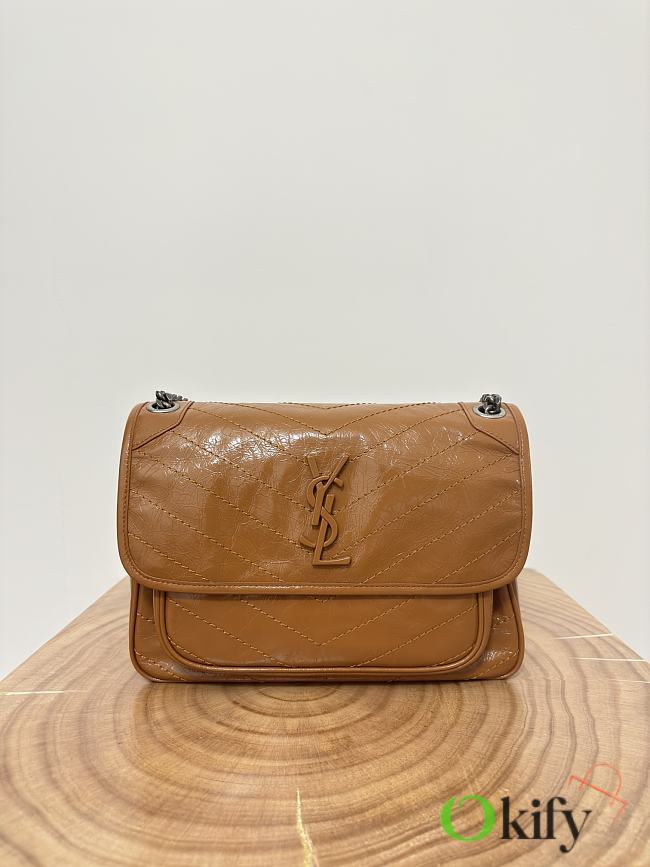 Okify YSL Niki Bag In Brown Caramel Vintage Leather 28x20.5x8.5cm - 1