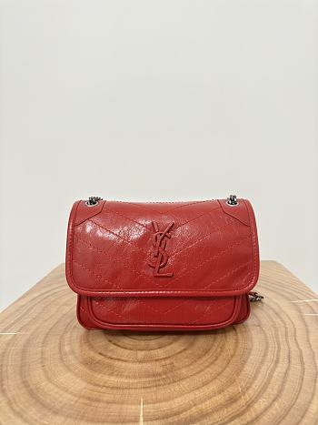 Okify YSL Niki Baby Bag In Red Vintage Leather 22x16.5x12cm   