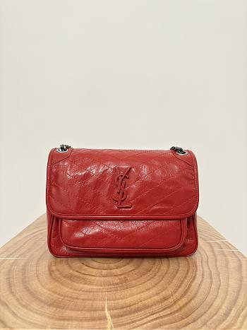 Okify YSL Niki Bag In Red Vintage Leather 28x20.5x8.5cm
