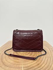 Okify YSL Niki Baby Bag In Red Burgundy Vintage Leather 22x16.5x12cm    - 5