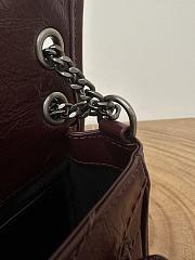 Okify YSL Niki Baby Bag In Red Burgundy Vintage Leather 22x16.5x12cm    - 4