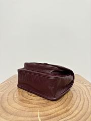Okify YSL Niki Baby Bag In Red Burgundy Vintage Leather 22x16.5x12cm    - 3