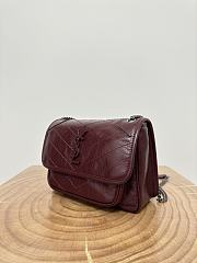 Okify YSL Niki Baby Bag In Red Burgundy Vintage Leather 22x16.5x12cm    - 2
