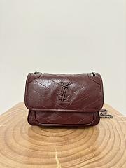 Okify YSL Niki Baby Bag In Red Burgundy Vintage Leather 22x16.5x12cm    - 1