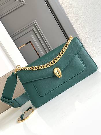 Okify Bvlgari Serpenti East West Maxi Chain Bag In Dark Green 28x17x6cm