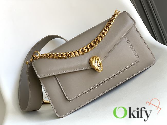 Okify Bvlgari Serpenti East West Maxi Chain Bag In Gray 28x17x6cm - 1