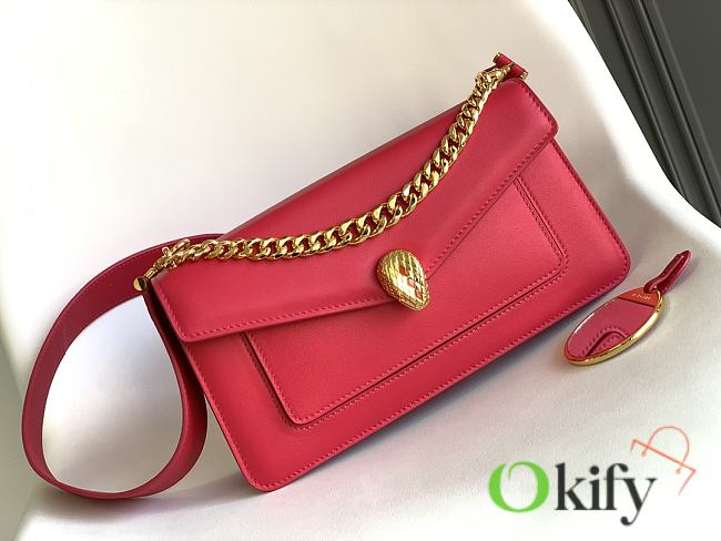 Okify Bvlgari Serpenti East West Maxi Chain Bag In Dark Pink 28x17x6cm - 1