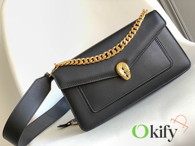 Okify Bvlgari Serpenti East West Maxi Chain Bag In Black 28x17x6cm - 1