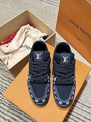 Okify Louis Vuitton Dark Blue Denim Damier Sneakers  - 5