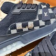Okify Louis Vuitton Dark Blue Denim Damier Sneakers  - 4