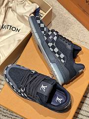 Okify Louis Vuitton Dark Blue Denim Damier Sneakers  - 2