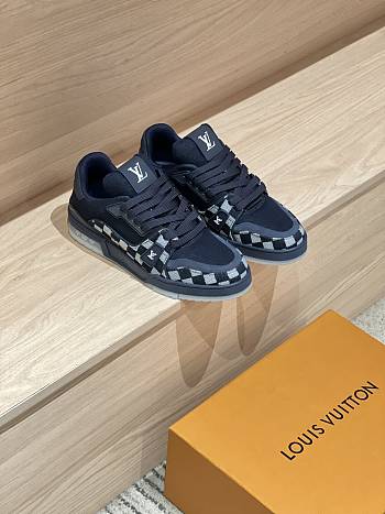 Okify Louis Vuitton Dark Blue Denim Damier Sneakers 