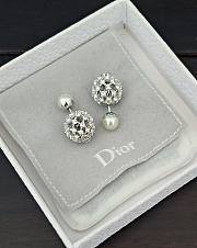 Okify Dior Silver Hollowed-out Large And Small Beads With Diamond Earrings - 3