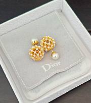 Okify Dior Gold Hollowed-out Large And Small Beads With Diamond Earrings - 6