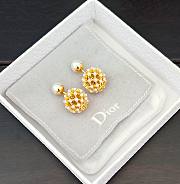 Okify Dior Gold Hollowed-out Large And Small Beads With Diamond Earrings - 4