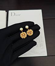 Okify Dior Gold Hollowed-out Large And Small Beads With Diamond Earrings - 1