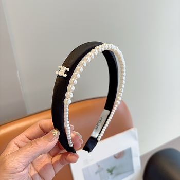 Okify Celine Black Headband Pearl Attached