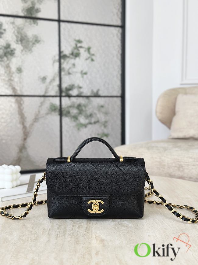 Okify CC Handle Flap Bag Black 11.5x19.5x5cm - 1