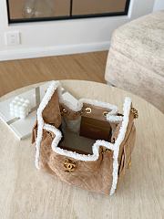 Okify CC 25 Hobo Brown Suede Bag With Fur 30x26x14cm - 4