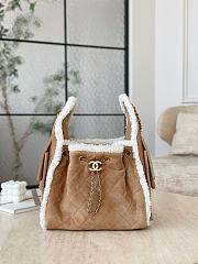 Okify CC 25 Hobo Brown Suede Bag With Fur 30x26x14cm - 1