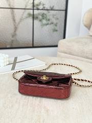 Okify CC Handle Flap Bag In Wine Red Patent Leather 18.5x13x4.5cm - 6
