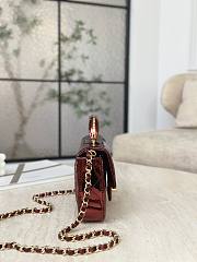 Okify CC Handle Flap Bag In Wine Red Patent Leather 18.5x13x4.5cm - 5