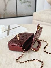 Okify CC Handle Flap Bag In Wine Red Patent Leather 18.5x13x4.5cm - 4