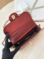 Okify CC Handle Flap Bag In Wine Red Patent Leather 18.5x13x4.5cm - 2