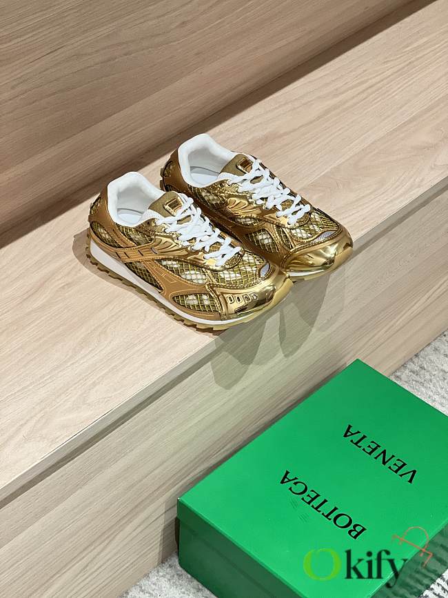 Okify Bottega Veneta Orbit Sneakers Gold 3cm - 1