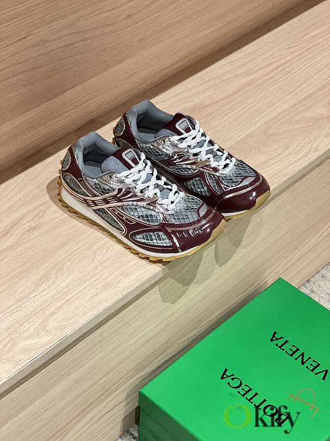 Okify Bottega Veneta Orbit Sneakers Red Burgundy 3cm - 1