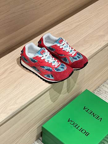 Okify Bottega Veneta Orbit Sneakers Red With Suede Toe