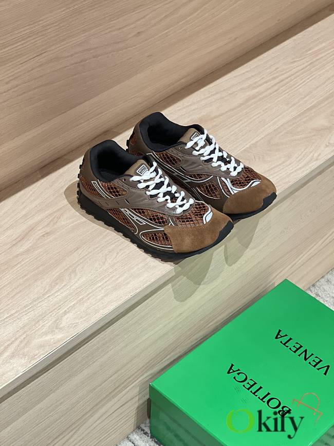 Okify Bottega Veneta Orbit Sneakers Pink With Suede Toe - 1