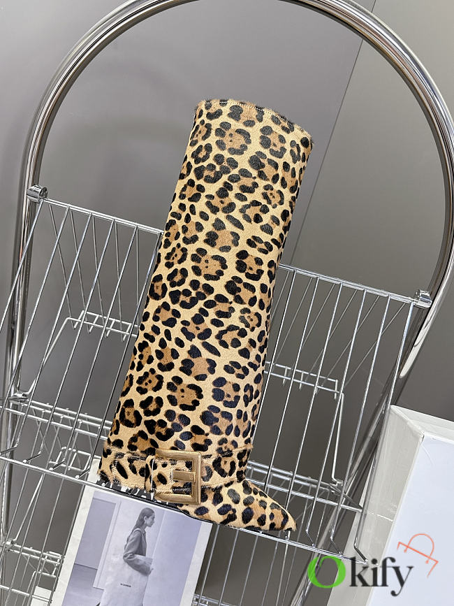 Okify Balmain Anthem High Boots Leopard 10.5cm - 1