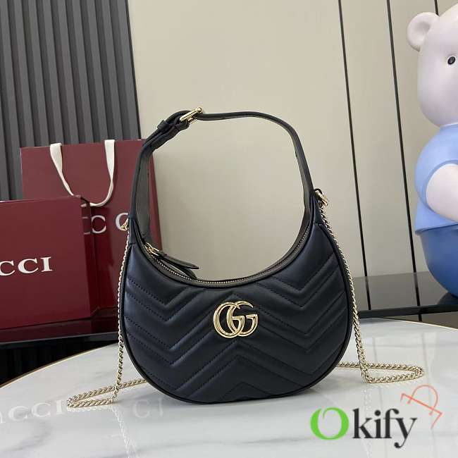 Okify Gucci Marmont Half Moon Bag Black 21.5x11x5cm - 1