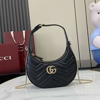Okify Gucci Marmont Half Moon Bag Black 21.5x11x5cm