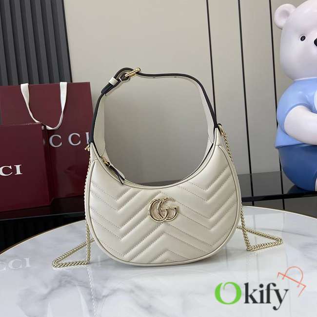 Okify Gucci Marmont Half Moon Bag White 21.5x11x5cm - 1