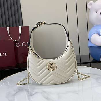Okify Gucci Marmont Half Moon Bag White 21.5x11x5cm