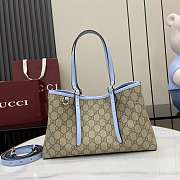 Okify Gucci Emblem Medium Tote Bag Blue Strap 31x18x11cm - 1
