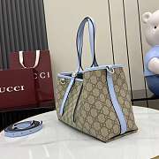 Okify Gucci Emblem Medium Tote Bag Blue Strap 31x18x11cm - 3