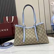 Okify Gucci Emblem Medium Tote Bag Blue Strap 31x18x11cm - 4
