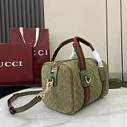 Okify Gucci Mini GG Handbag Green Suede 20x13x13cm - 2