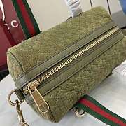 Okify Gucci Mini GG Handbag Green Suede 20x13x13cm - 5