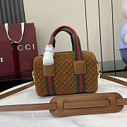 Okify Gucci Mini GG Handbag Brown Suede 20x13x13cm - 6