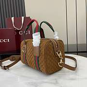 Okify Gucci Mini GG Handbag Brown Suede 20x13x13cm - 3
