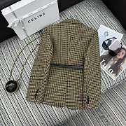 Okify Celine Houndstooth Vest Jacket With A Belt  - 5