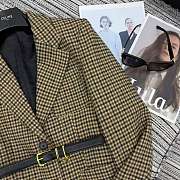Okify Celine Houndstooth Vest Jacket With A Belt  - 3
